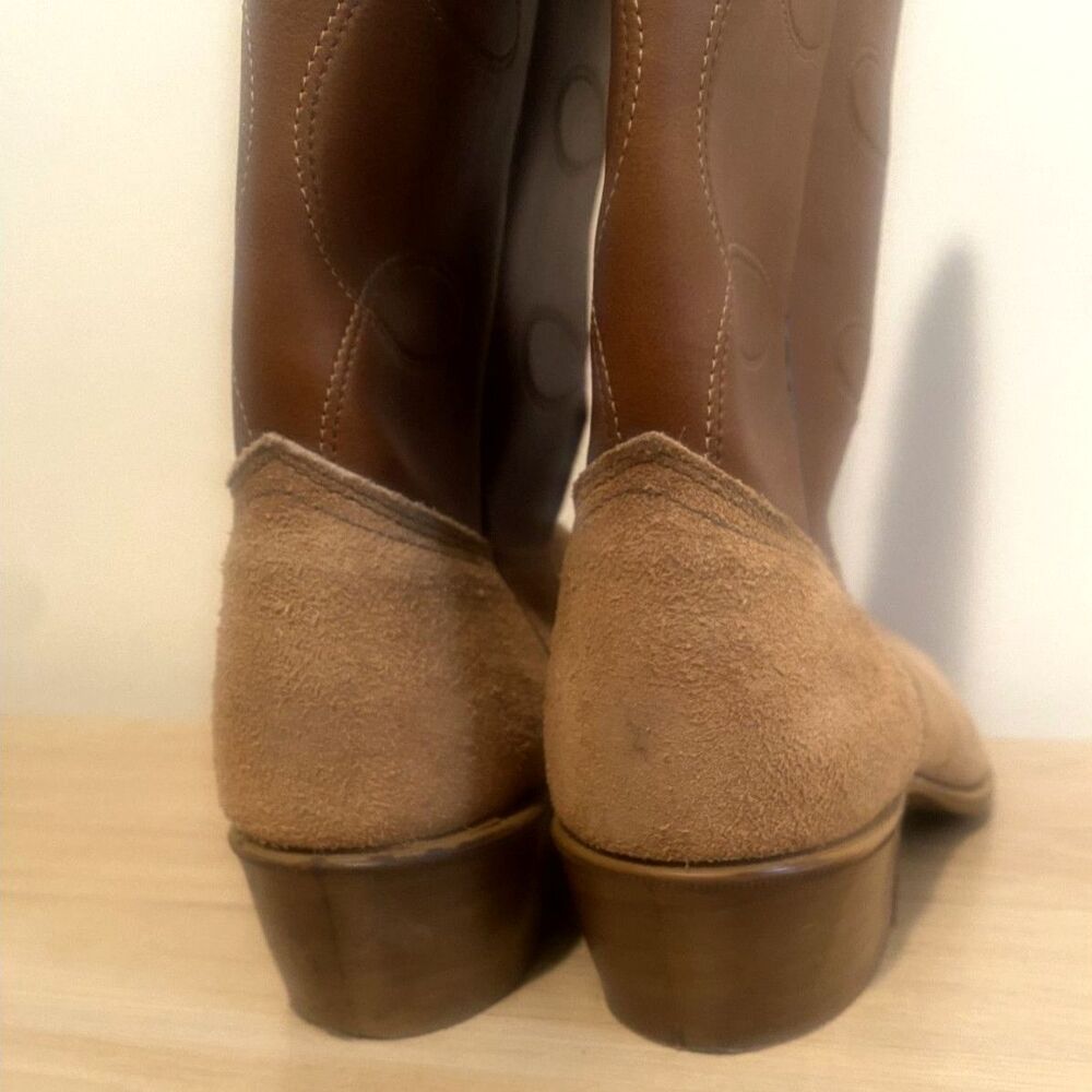 Vintage Western Cowboy Boots Brown Leather Suede Toe USA Made Women’s Size 7 - Picture 5 of 8